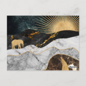 Gouden Zon en Maan met Olifant in Kosmisch Marmer Briefkaart (Achterkant)