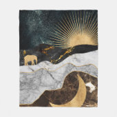 Gouden Zon en Maan met Olifant in Kosmisch Marmer Fleece Deken (Voorkant)