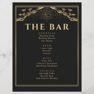 Gouden Zon en Maan Tarotkaart Trouwbar Menu