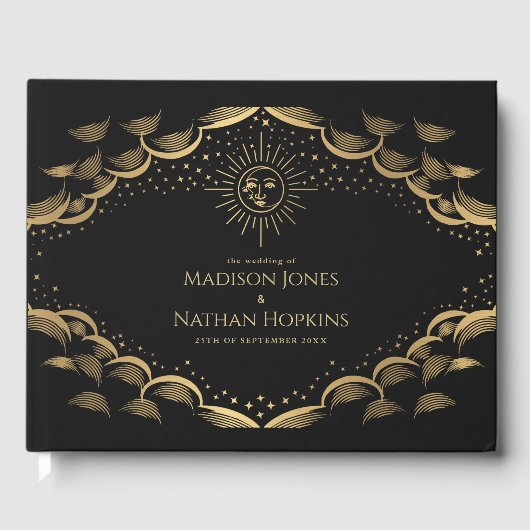  Gouden Zon en Moon Tarot Kaart Wedding Gastenboek (Voorkant)