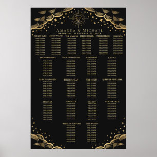 Gouden Zon & Maan Tarot Bruiloft Zitting Grafiek Poster