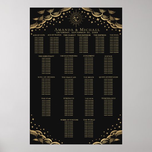 Gouden Zon & Maan Tarot Bruiloft Zitting Grafiek Poster (Voorkant)