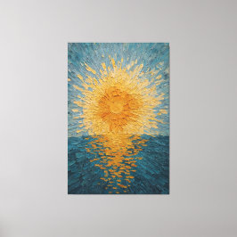 Gouden Zon Over Blauwe Oceaan Textuur Abstracte Wa Canvas Afdruk