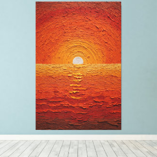 Gouden Zon Over Oceaan Horizon Abstracte Wandkunst Canvas Afdruk