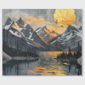 Gouden Zon Over Snowy Mountains - Boho Wilderness Cadeaupapier (Vlak)
