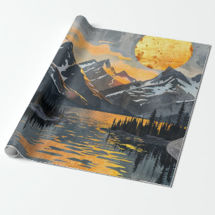 Gouden Zon Over Snowy Mountains - Boho Wilderness Cadeaupapier