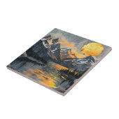 Gouden Zon Over Snowy Mountains - Boho Wilderness Tegeltje (Zijkant)