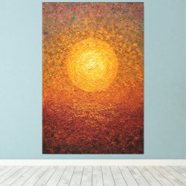 Gouden Zon Over Water Gestructureerde Abstracte Wa Canvas Afdruk