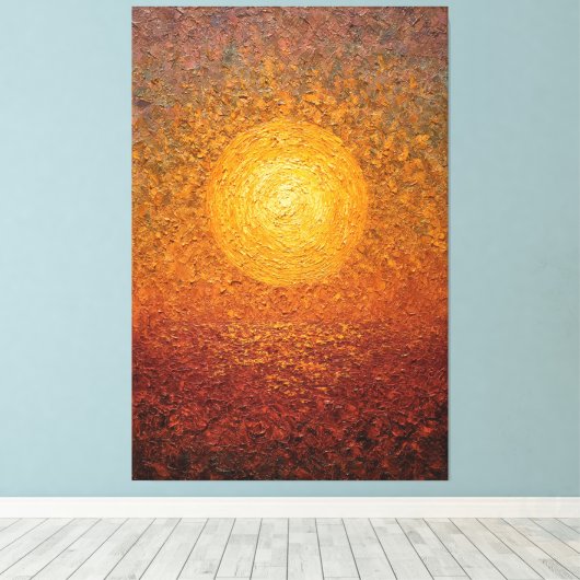 Gouden Zon Over Water Gestructureerde Abstracte Wa Canvas Afdruk (Insitu (Houten vloer))