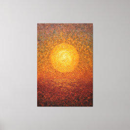 Gouden Zon Over Water Gestructureerde Abstracte Wa Canvas Afdruk