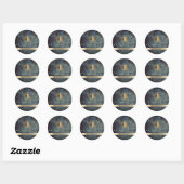 Gouden Zon Waterverf Ronde Sticker (Vel)