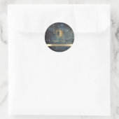 Gouden Zon Waterverf Ronde Sticker (Tas)