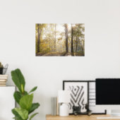 Gouden zonlicht door herfstbomen poster (Thuiskantoor)