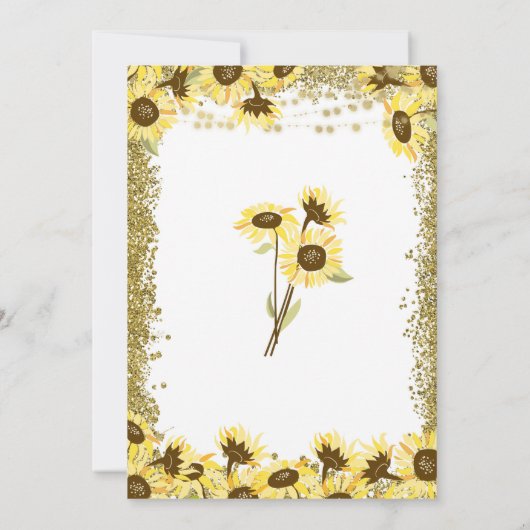 Gouden Zonnebloem Afstudeerfeest Uitnodigen Kaart (Achterkant)
