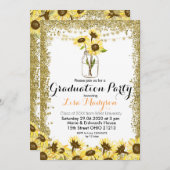 Gouden Zonnebloem Afstudeerfeest Uitnodigen Kaart (Voorkant / Achterkant)