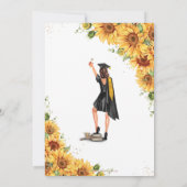gouden zonnebloem Afstuderen brunette meisje Kaart (Achterkant)