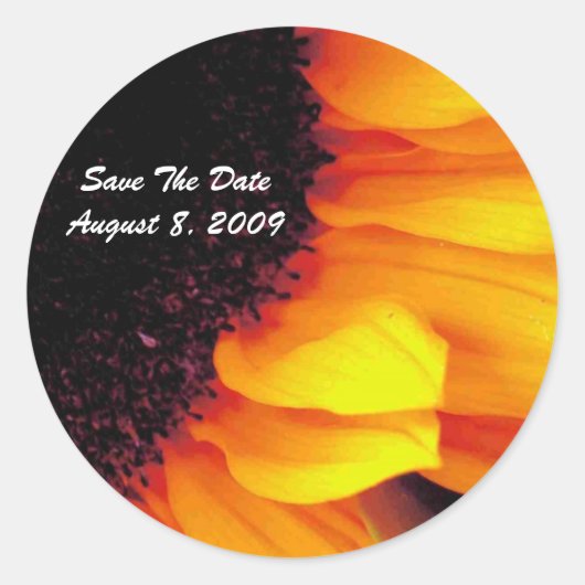 Gouden Zonnebloem Bloemen Bruiloft Save the Date Ronde Sticker (Voorkant)