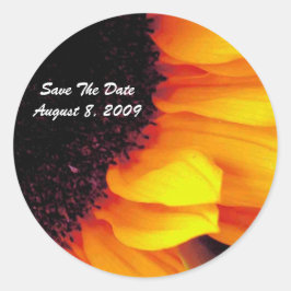 Gouden Zonnebloem Bloemen Bruiloft Save the Date Ronde Sticker