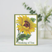 gouden zonnebloem briefkaart (Staand voorkant)