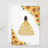 gouden zonnebloem bruin prinses quinceañera kaart (Achterkant)
