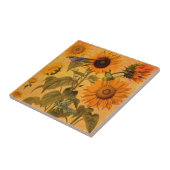  gouden zonnebloem collage tegeltje (Zijkant)