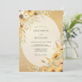 Gouden Zonnebloem Eucalyptus Bruiloft Kaart (Staand voorkant)