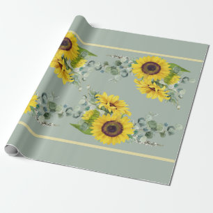 Gouden Zonnebloem Eucalyptus Greenery Cadeaupapier
