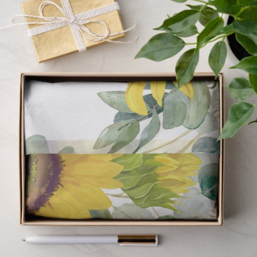 Gouden Zonnebloem Eucalyptus Greenery Tissuepapier (Geschenk)