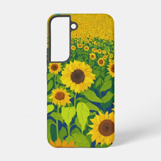 Gouden Zonnebloem Field Design Samsung Galaxy Hoesje (Achterkant)