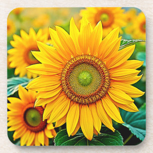 Gouden Zonnebloem Field Serenity Design Bier Onderzetter