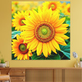 Gouden Zonnebloem Field Serenity Design Canvas Afdruk (Insitu (Woonkamer))