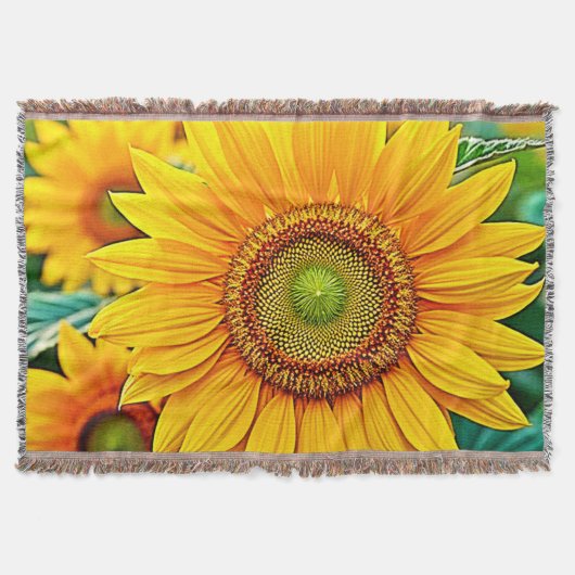 Gouden Zonnebloem Field Serenity Design Deken (Voorkant)