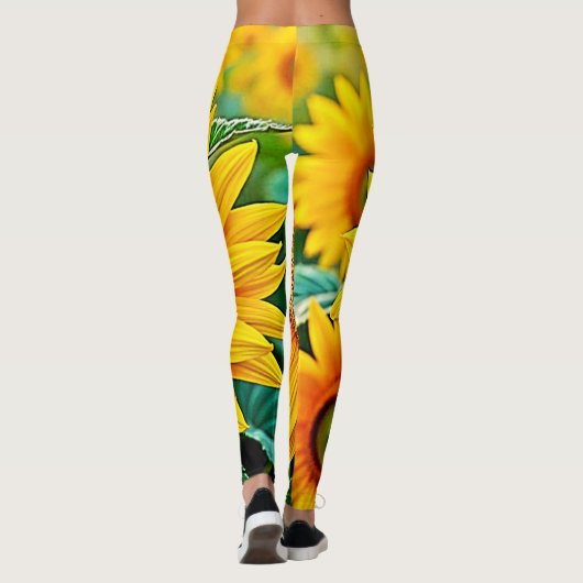 Gouden Zonnebloem Field Serenity Design Leggings (Achterkant)