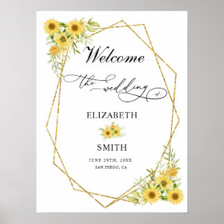 Gouden Zonnebloem Geometrische Rustieke Elegante B Poster