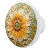 Gouden Zonnebloem Glorie Keramische Knob Pull Knop (Rechts)