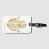 Gouden Zonnebloem Hamsa Hand Bagagelabel (Voorkant (horizontaal))