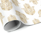 Gouden Zonnebloem Hamsa Hand Cadeaupapier (Rol Hoek)