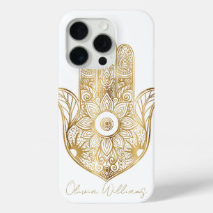 Gouden Zonnebloem Hamsa Hand iPhone 15 Pro Case