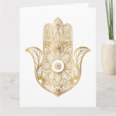 Gouden Zonnebloem Hamsa Hand Kaart (Voorkant)