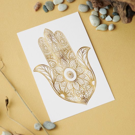 Gouden Zonnebloem Hamsa Hand Kaart