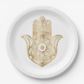 Gouden Zonnebloem Hamsa Hand Papieren Bordje (Voorkant)