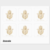 Gouden Zonnebloem Hamsa Hand Vierkante Sticker (Vel)