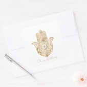 Gouden Zonnebloem Hamsa Hand Vierkante Sticker (Envelop)