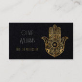 Gouden Zonnebloem Hamsa Hand Visitekaartje (Voorkant)