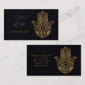 Gouden Zonnebloem Hamsa Hand Visitekaartje (Voorkant / Achterkant)