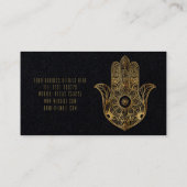 Gouden Zonnebloem Hamsa Hand Visitekaartje (Achterkant)