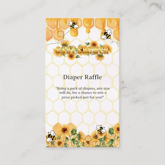 Gouden Zonnebloem Honingraat Honingbij Baby shower Informatiekaartje (Voorkant)