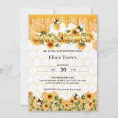 Gouden Zonnebloem Honingraat Honingbij Baby shower Kaart (Voorkant)