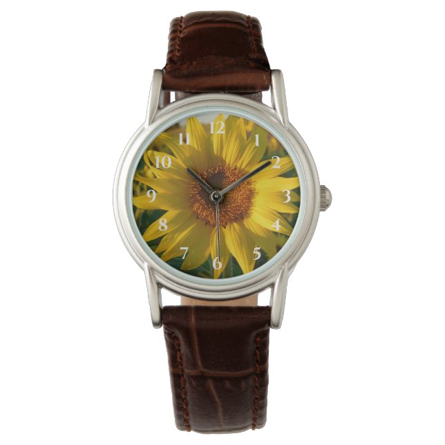 gouden zonnebloem horloge (Voorkant)