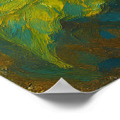 Gouden Zonnebloem - Impasto schilderij Stijl Kunst Poster (Hoek)